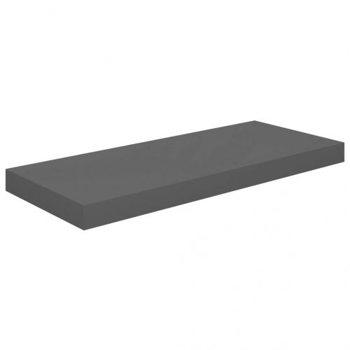 Окачени стенни рафтове, 2 бр, сив гланц, 60x23,5x3,8 см, МДФ