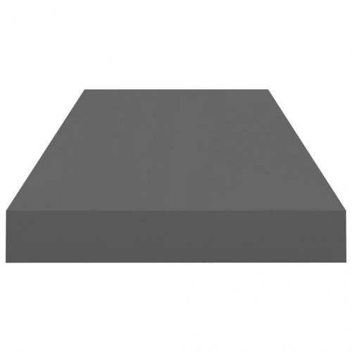 Окачени стенни рафтове, 2 бр, сив гланц, 60x23,5x3,8 см, МДФ