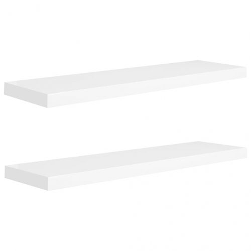 Окачени стенни рафтове, 2 бр, бели, 90x23,5x3,8 см, МДФ
