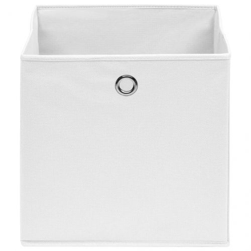 Кутии за съхранение, 10 бр, нетъкан текстил, 28x28x28 см, бели