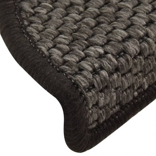 Самозалепващи стелки за стълби сизал 15 бр 56x17x3 см антрацит