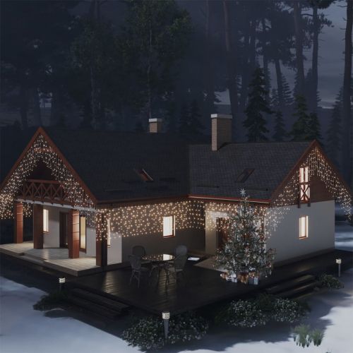 LED завеса ледени висулки 10 м 400 LED топло бяло 8 режима