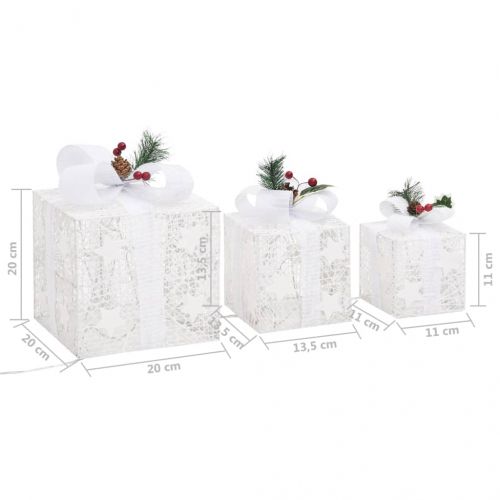 Декоративни коледни подаръци, 3 бр, бели, за открито/закрито