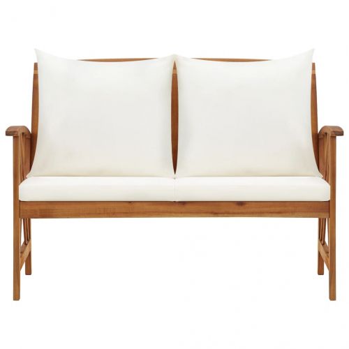 Градинска пейка с възглавници, 119 см, акация масив