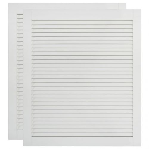 Врати за шкафове решетен дизайн 2 бр бял 61,5x49,4 см бор масив