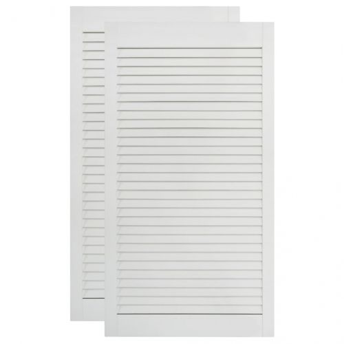 Врати за шкафове решетен дизайн 2 бр бял 99,3x39,4 см бор масив