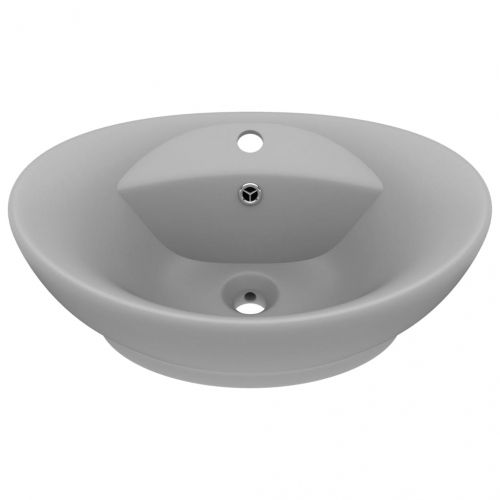 Мивка с преливник лукс овал светлосив мат 58,5x39 см керамика