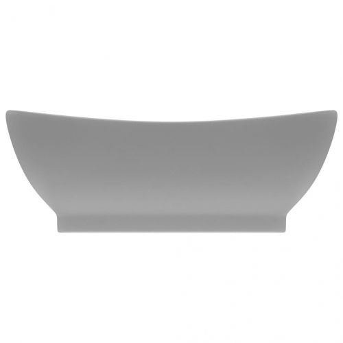 Мивка с преливник лукс овал светлосив мат 58,5x39 см керамика