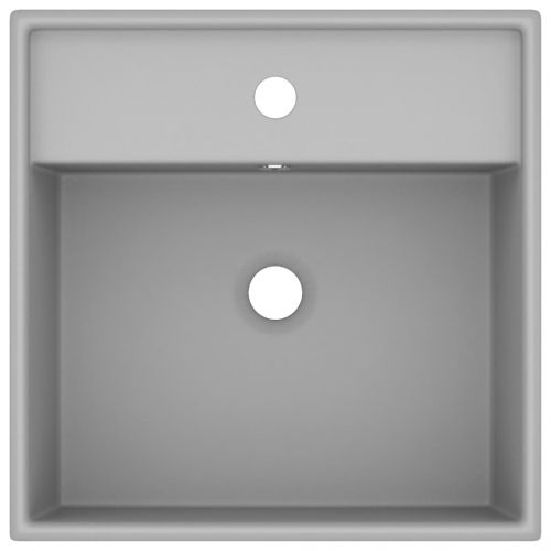 Мивка с преливник лукс квадрат светлосив мат 41x41 см керамика