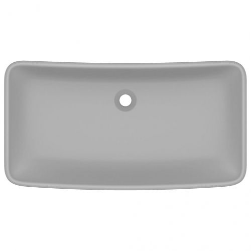 Луксозна правоъгълна мивка матово светлосива 71x38 см керамика