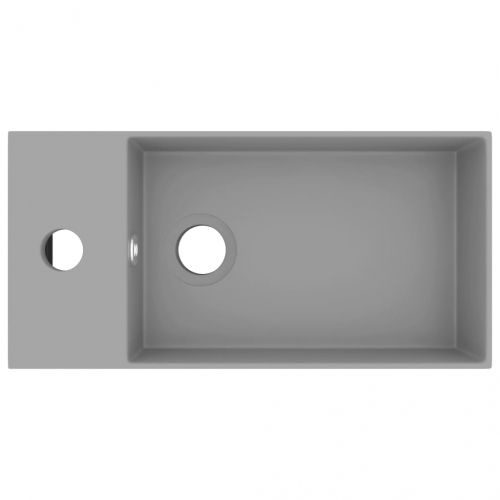 Мивка за баня с преливник, керамична, светлосива