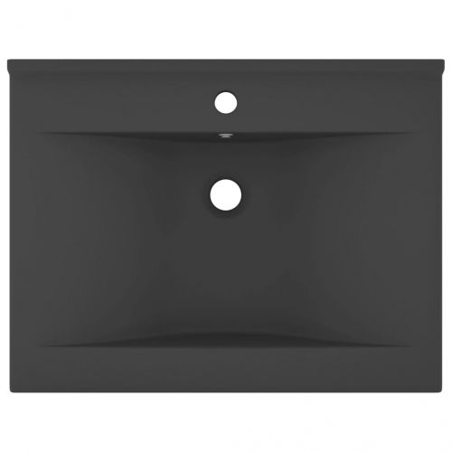 Луксозна мивка с отвор за кран тъмносив мат 60x46 см керамика