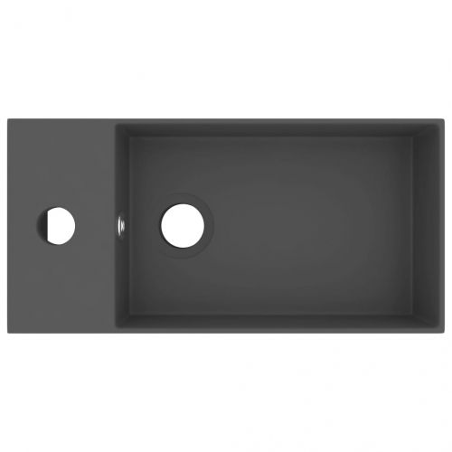 Мивка за баня с преливник, керамична, тъмносива