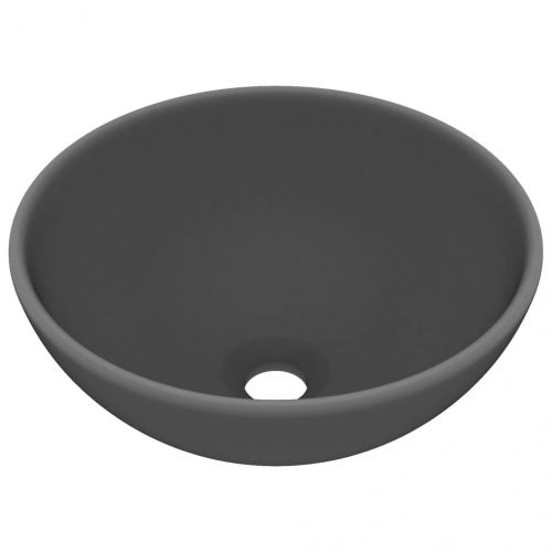Мивка за баня лукс кръгла тъмносив мат 32,5x14 см керамика