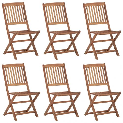 Сгъваеми градински столове, 6 бр, с възглавници, акация масив