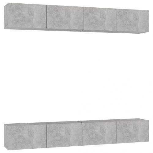 ТВ шкафове, 4 бр, бетонно сиви, 100x30x30 см, инженерно дърво