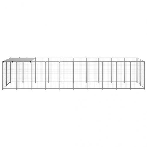 Клетка за кучета, сребриста, 6,05 м², стомана