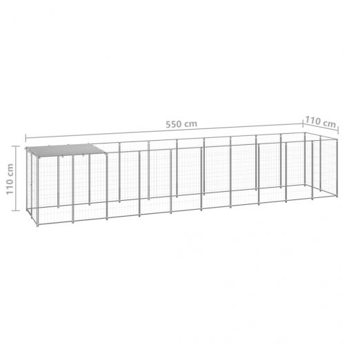 Клетка за кучета, сребриста, 6,05 м², стомана