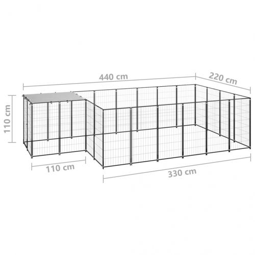 Клетка за кучета, черна, 8,47 м², стомана