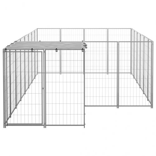 Клетка за кучета, сребриста, 8,74 м², стомана