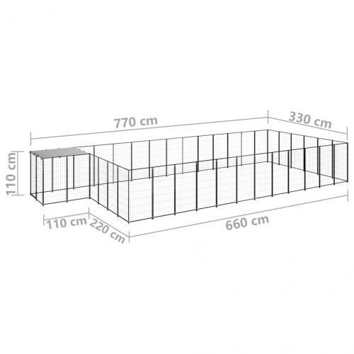 Клетка за кучета, черна, 22,99 м², стомана