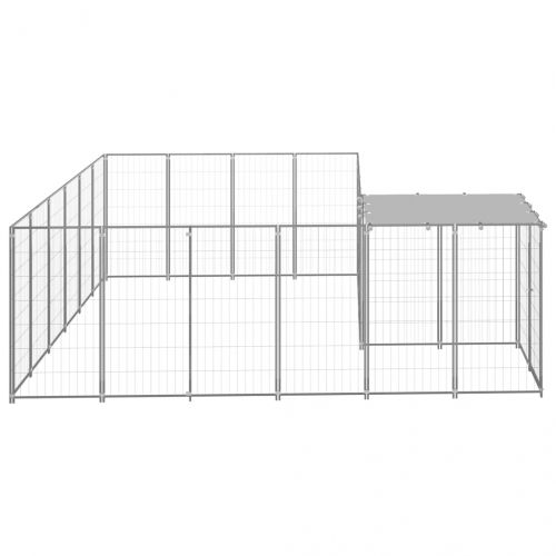 Клетка за кучета, сребриста, 8,74 м², стомана
