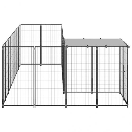 Клетка за кучета, черна, 6,05 м², стомана