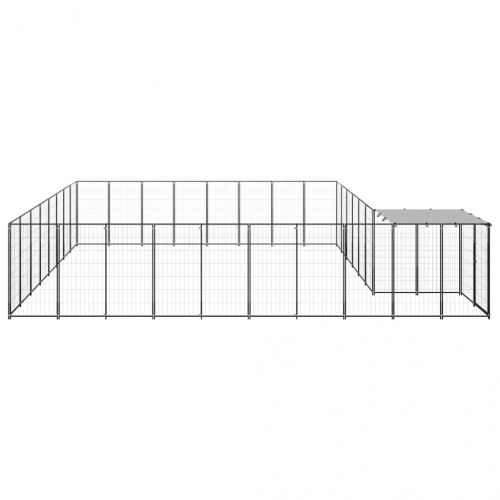 Клетка за кучета, черна, 20,57 м², стомана