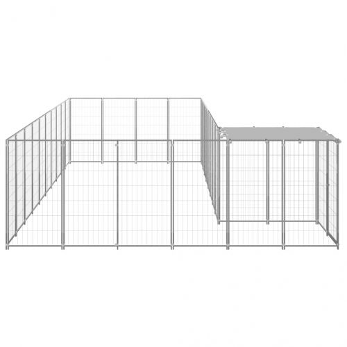 Клетка за кучета, сребриста, 13,31 м², стомана