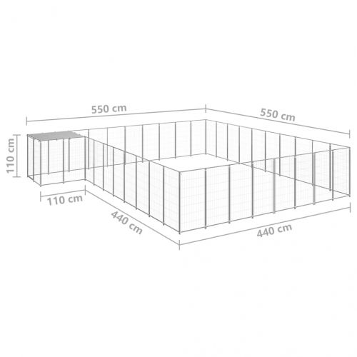 Клетка за кучета, сребриста, 25,41 м², стомана