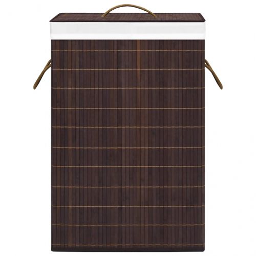 Бамбуков кош за пране с 2 секции кафяв 72 л