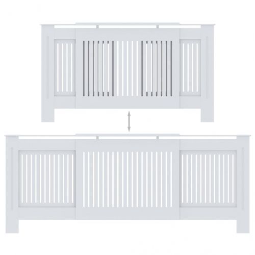 МДФ параван за радиатор, бял, 205 см