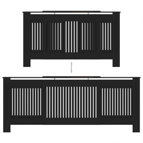 МДФ параван за радиатор, черен, 205 см