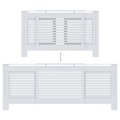 МДФ параван за радиатор, бял, 205 см