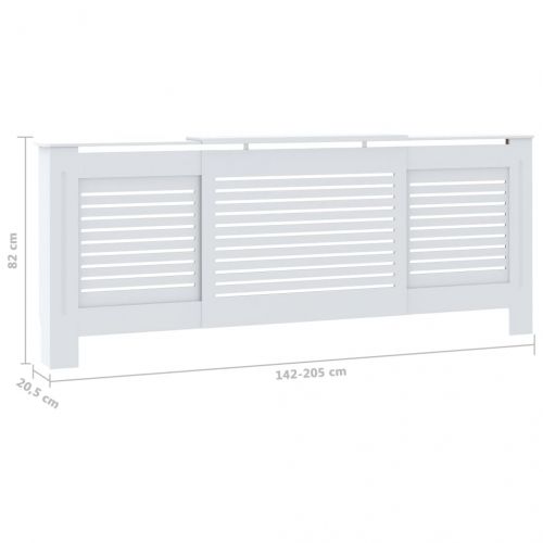 МДФ параван за радиатор, бял, 205 см