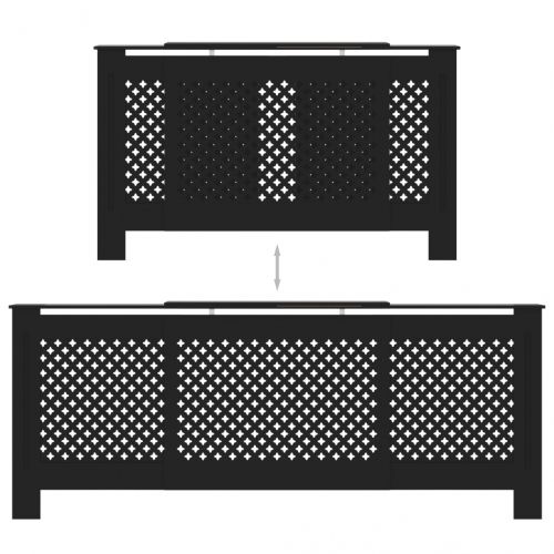 МДФ параван за радиатор, черен, 205 см