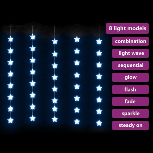 LED завеса от светещи звезди, 200 LED, синя, 8 режима