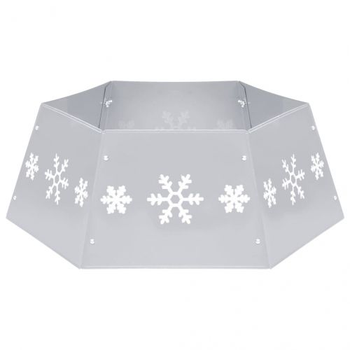 Пола за коледна елха, сребристо и бяло, Ø68x25 см