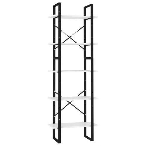 5-етажна библиотека, бяла, 60x30x175 см, инженерна дървесина