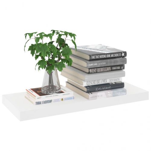 Окачени стенни рафтове, 2 бр, дъб и бял, 60x23,5x3,8 см, МДФ