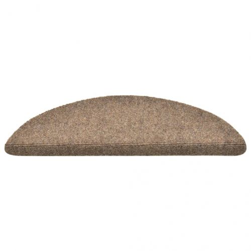 Изтривалки за стълби, самозалепващи се, 15 бр., 56x17x3 см, бежови, полукръгли