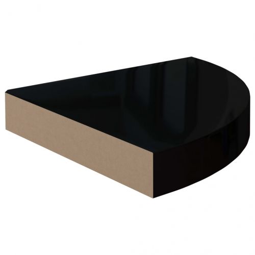 323889 Floating Corner Shelf High Gloss Black 25x25x3,8 cm MDF