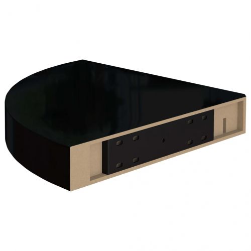 323889 Floating Corner Shelf High Gloss Black 25x25x3,8 cm MDF