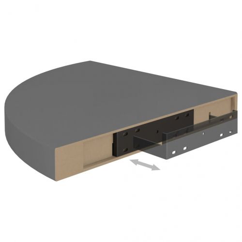 Окачени ъглови рафтове, 2 бр, сив гланц, 35x35x3,8 см, МДФ