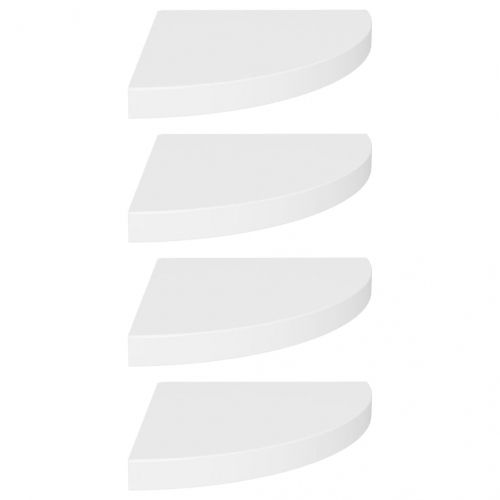 Окачени ъглови рафтове, 4 бр, бели, 35x35x3,8 см, МДФ