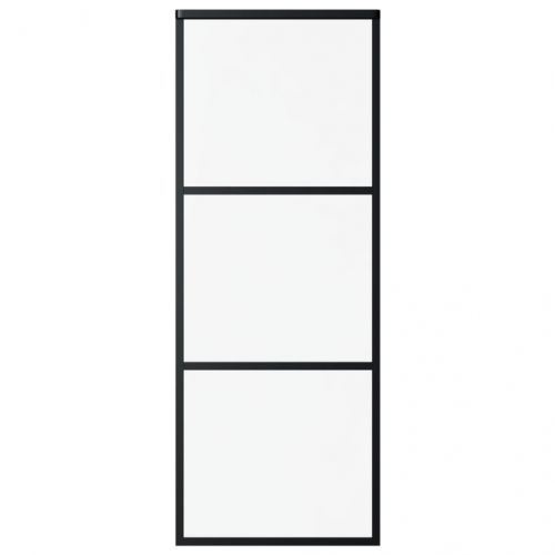 Плъзгаща врата, 3 панела, ESG стъкло и алуминий, 76x205 см, черна