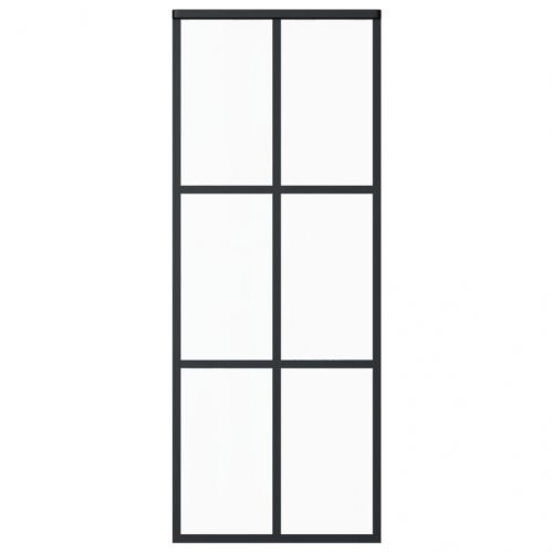 Плъзгаща врата, ESG стъкло и алуминий, 76x205 см, черна