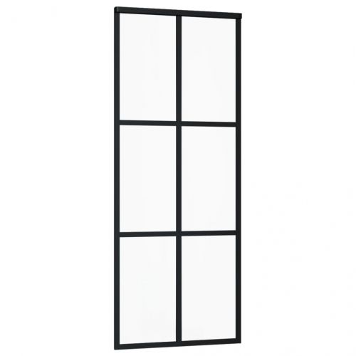 Плъзгаща врата, ESG стъкло и алуминий, 76x205 см, черна
