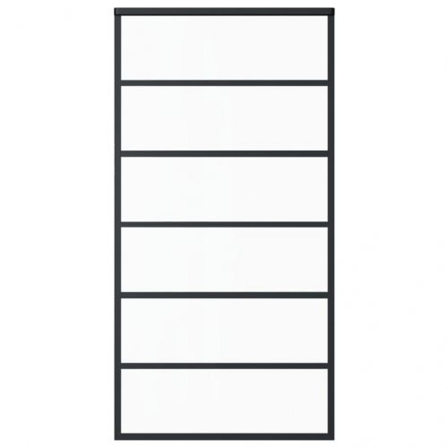 Плъзгаща врата, ESG стъкло и алуминий, 102x205 см, черна