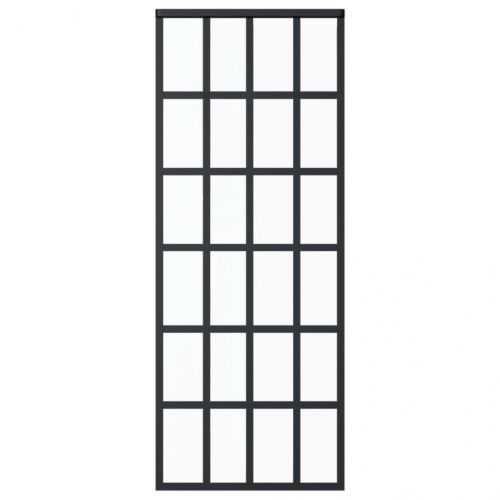 Плъзгаща врата, ESG стъкло и алуминий, 76x205 см, черна